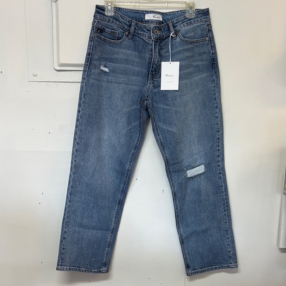 NWT Kancan Women's Distressed Blue Straight Jeans